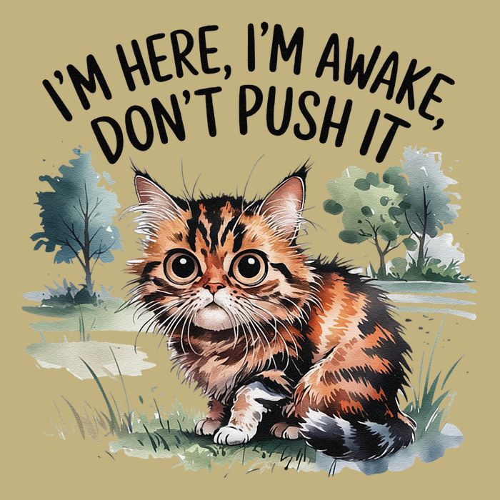 Sarcastic Cat Funny Cat Im Here Im Awake Dont Push It Mousepad