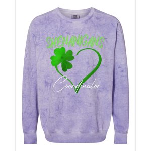 Shenanigans Coordinator Green Heart Shamrock St Patricks Day Colorblast Crewneck Sweatshirt