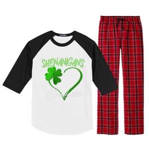 Shenanigans Coordinator Green Heart Shamrock St Patricks Day Raglan Sleeve Pajama Set