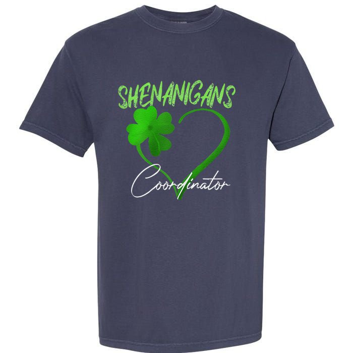 Shenanigans Coordinator Green Heart Shamrock St Patricks Day Garment-Dyed Heavyweight T-Shirt