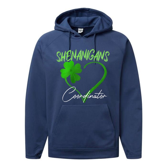 Shenanigans Coordinator Green Heart Shamrock St Patricks Day Performance Fleece Hoodie