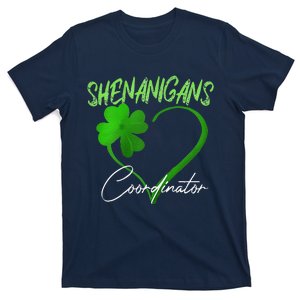 Shenanigans Coordinator Green Heart Shamrock St Patricks Day T-Shirt