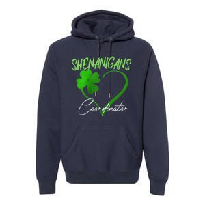 Shenanigans Coordinator Green Heart Shamrock St Patricks Day Premium Hoodie