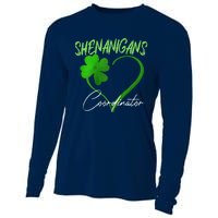 Shenanigans Coordinator Green Heart Shamrock St Patricks Day Cooling Performance Long Sleeve Crew