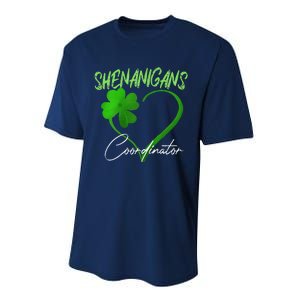 Shenanigans Coordinator Green Heart Shamrock St Patricks Day Performance Sprint T-Shirt