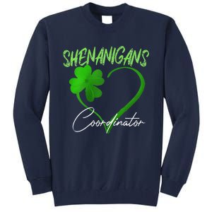 Shenanigans Coordinator Green Heart Shamrock St Patricks Day Tall Sweatshirt