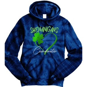 Shenanigans Coordinator Green Heart Shamrock St Patricks Day Tie Dye Hoodie