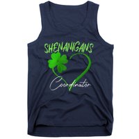 Shenanigans Coordinator Green Heart Shamrock St Patricks Day Tank Top