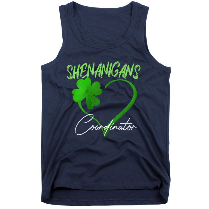 Shenanigans Coordinator Green Heart Shamrock St Patricks Day Tank Top