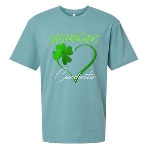 Shenanigans Coordinator Green Heart Shamrock St Patricks Day Sueded Cloud Jersey T-Shirt