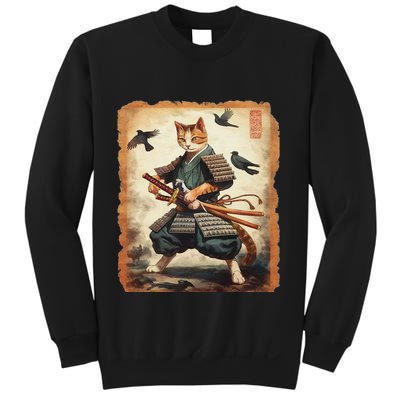 Samurai Cat Graphicwarrior Vintage Japanese Art Anime Sweatshirt