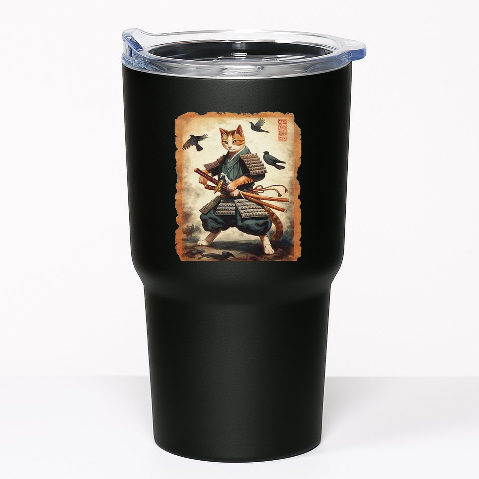 Samurai Cat Graphicwarrior Vintage Japanese Art Anime Tumbler