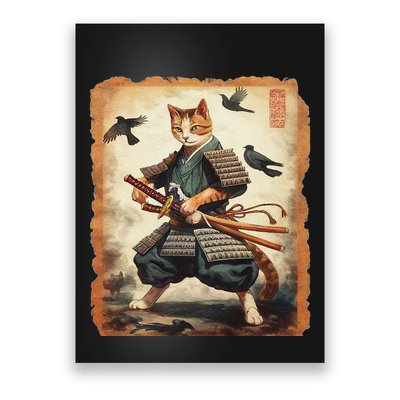 Samurai Cat Graphicwarrior Vintage Japanese Art Anime Poster