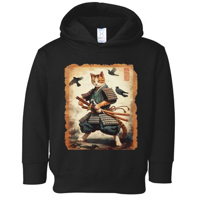 Samurai Cat Graphicwarrior Vintage Japanese Art Anime Toddler Hoodie