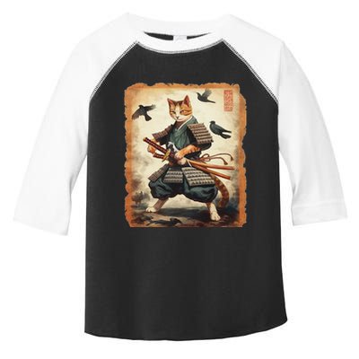 Samurai Cat Graphicwarrior Vintage Japanese Art Anime Toddler Fine Jersey T-Shirt