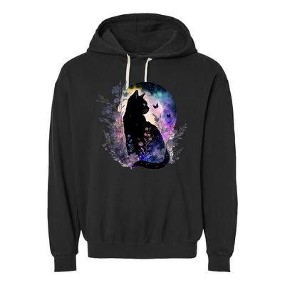 Space Cat Galaxy Cat Funny For Cat Dad Cat Mom Cat Lover Cat Alien Ufo Garment-Dyed Fleece Hoodie