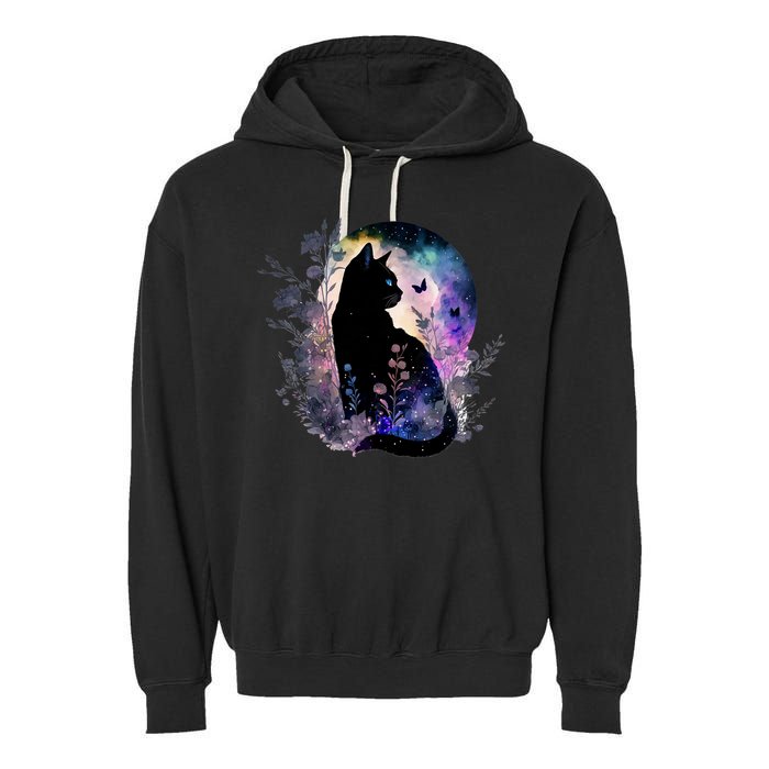 Space Cat Galaxy Cat Funny For Cat Dad Cat Mom Cat Lover Cat Alien Ufo Garment-Dyed Fleece Hoodie