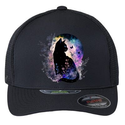 Space Cat Galaxy Cat Funny For Cat Dad Cat Mom Cat Lover Cat Alien Ufo Flexfit Unipanel Trucker Cap