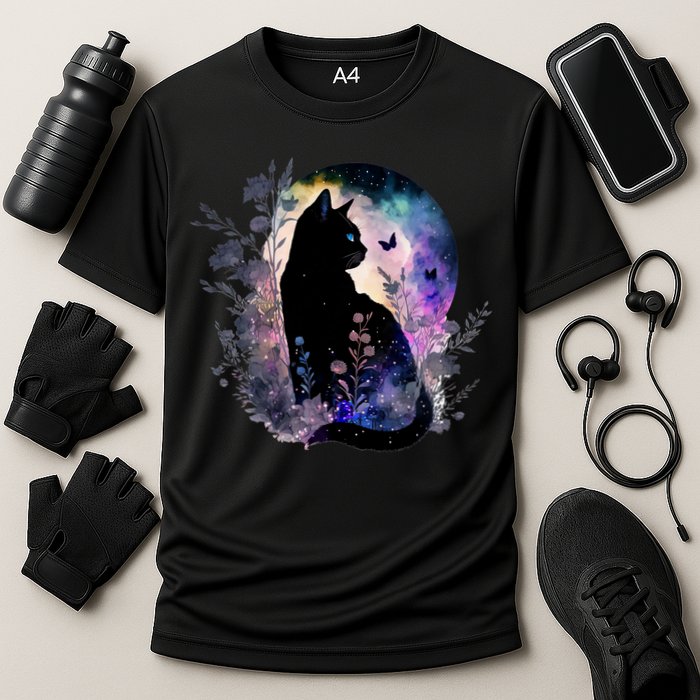 Space Cat Galaxy Cat Funny For Cat Dad Cat Mom Cat Lover Cat Alien Ufo Performance Shirt