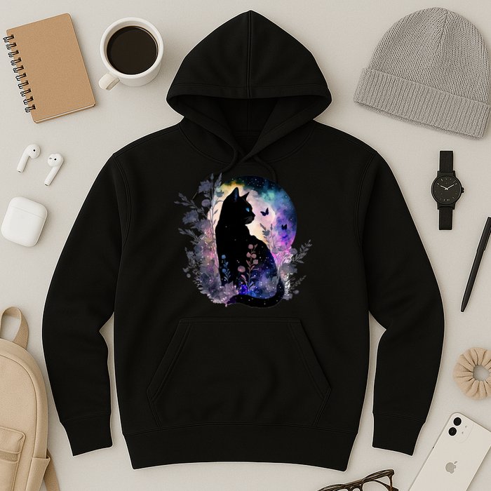 Space Cat Galaxy Cat Funny For Cat Dad Cat Mom Cat Lover Cat Alien Ufo Hoodie