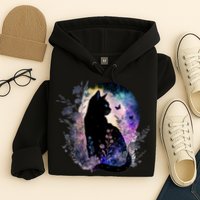 Space Cat Galaxy Cat Funny For Cat Dad Cat Mom Cat Lover Cat Alien Ufo Hoodie