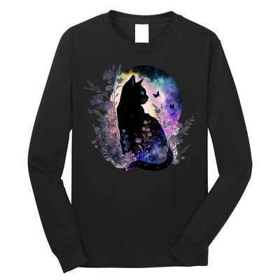 Space Cat Galaxy Cat Funny For Cat Dad Cat Mom Cat Lover Cat Alien Ufo Long Sleeve Shirt