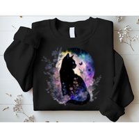 Space Cat Galaxy Cat Funny For Cat Dad Cat Mom Cat Lover Cat Alien Ufo Sweatshirt