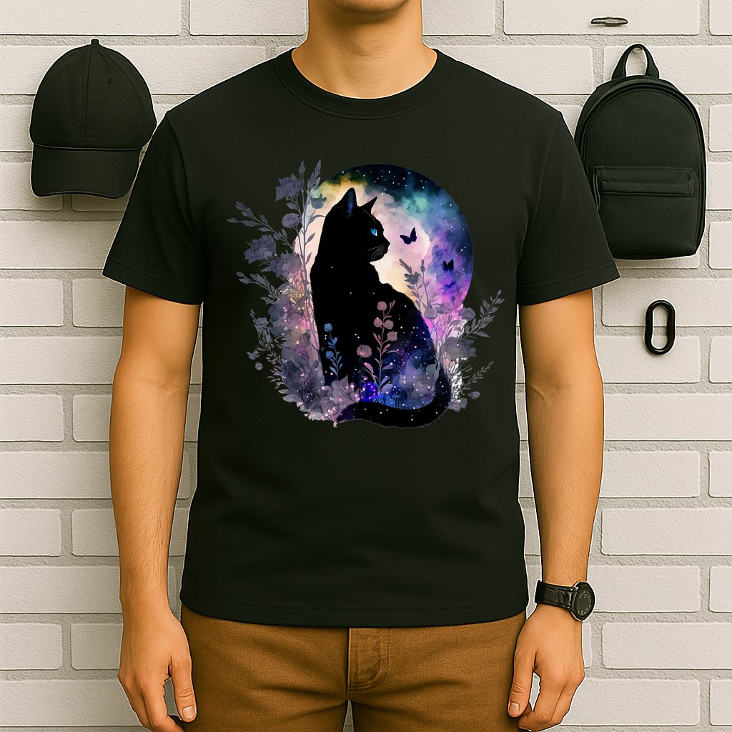 Space Cat Galaxy Cat Funny For Cat Dad Cat Mom Cat Lover Cat Alien Ufo T-Shirt