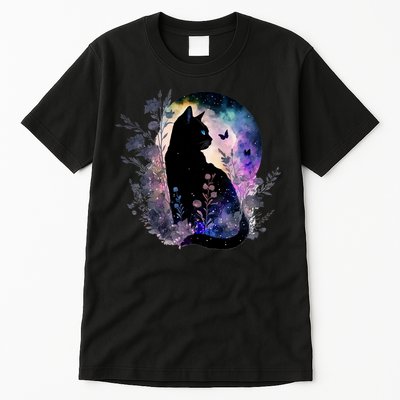 Space Cat Galaxy Cat Funny For Cat Dad Cat Mom Cat Lover Cat Alien Ufo Tall T-Shirt