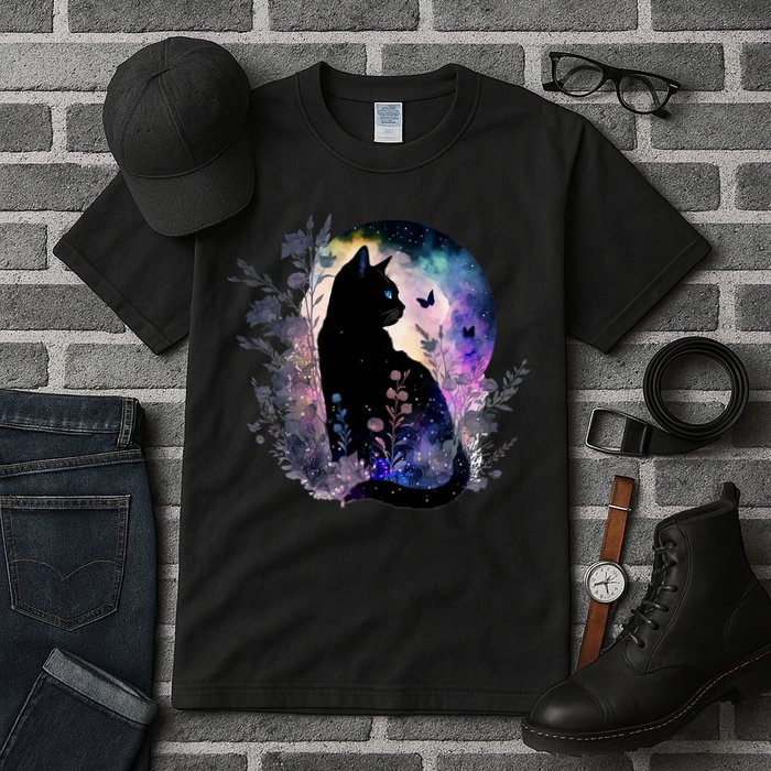 Space Cat Galaxy Cat Funny For Cat Dad Cat Mom Cat Lover Cat Alien Ufo Tall T-Shirt
