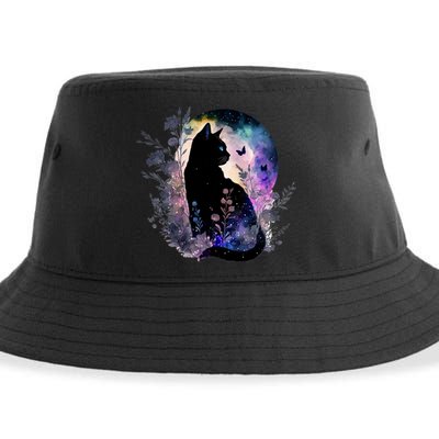 Space Cat Galaxy Cat Funny For Cat Dad Cat Mom Cat Lover Cat Alien Ufo Sustainable Bucket Hat