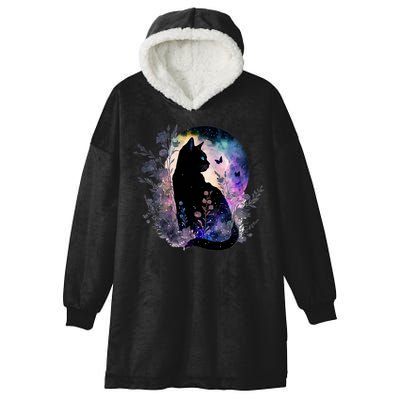Space Cat Galaxy Cat Funny For Cat Dad Cat Mom Cat Lover Cat Alien Ufo Hooded Wearable Blanket