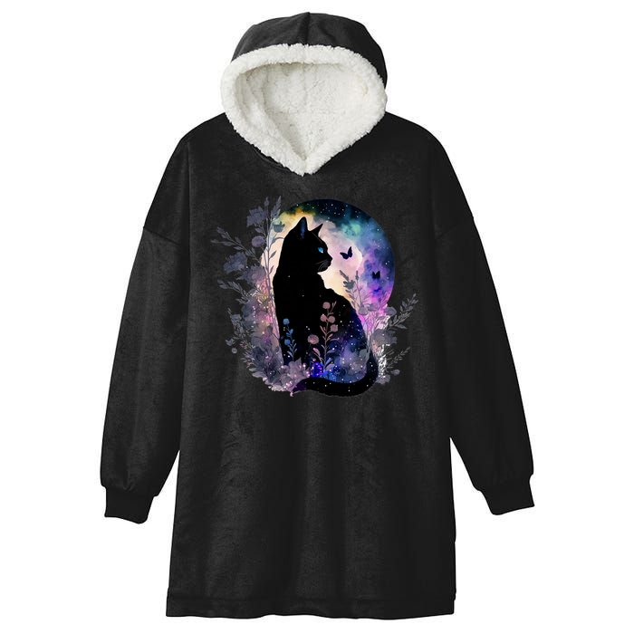 Space Cat Galaxy Cat Funny For Cat Dad Cat Mom Cat Lover Cat Alien Ufo Hooded Wearable Blanket