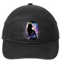 Space Cat Galaxy Cat Funny For Cat Dad Cat Mom Cat Lover Cat Alien Ufo 7-Panel Snapback Hat