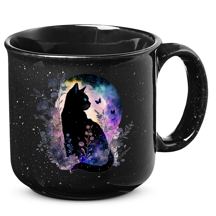 Space Cat Galaxy Cat Funny For Cat Dad Cat Mom Cat Lover Cat Alien Ufo 15oz Campfire Ceramic Mug