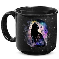 Space Cat Galaxy Cat Funny For Cat Dad Cat Mom Cat Lover Cat Alien Ufo 15oz Campfire Ceramic Mug
