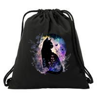 Space Cat Galaxy Cat Funny For Cat Dad Cat Mom Cat Lover Cat Alien Ufo Drawstring Bag