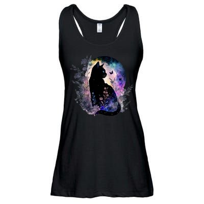 Space Cat Galaxy Cat Funny For Cat Dad Cat Mom Cat Lover Cat Alien Ufo Ladies Essential Flowy Tank