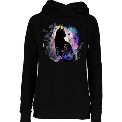 Space Cat Galaxy Cat Funny For Cat Dad Cat Mom Cat Lover Cat Alien Ufo Womens Funnel Neck Pullover Hood