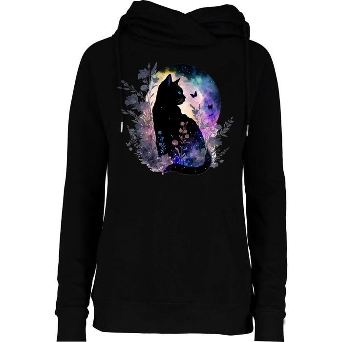 Space Cat Galaxy Cat Funny For Cat Dad Cat Mom Cat Lover Cat Alien Ufo Womens Funnel Neck Pullover Hood