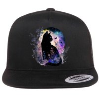 Space Cat Galaxy Cat Funny For Cat Dad Cat Mom Cat Lover Cat Alien Ufo Flat Bill Trucker Hat