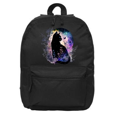 Space Cat Galaxy Cat Funny For Cat Dad Cat Mom Cat Lover Cat Alien Ufo 16 in Basic Backpack