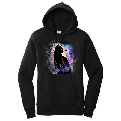Space Cat Galaxy Cat Funny For Cat Dad Cat Mom Cat Lover Cat Alien Ufo Women's Pullover Hoodie
