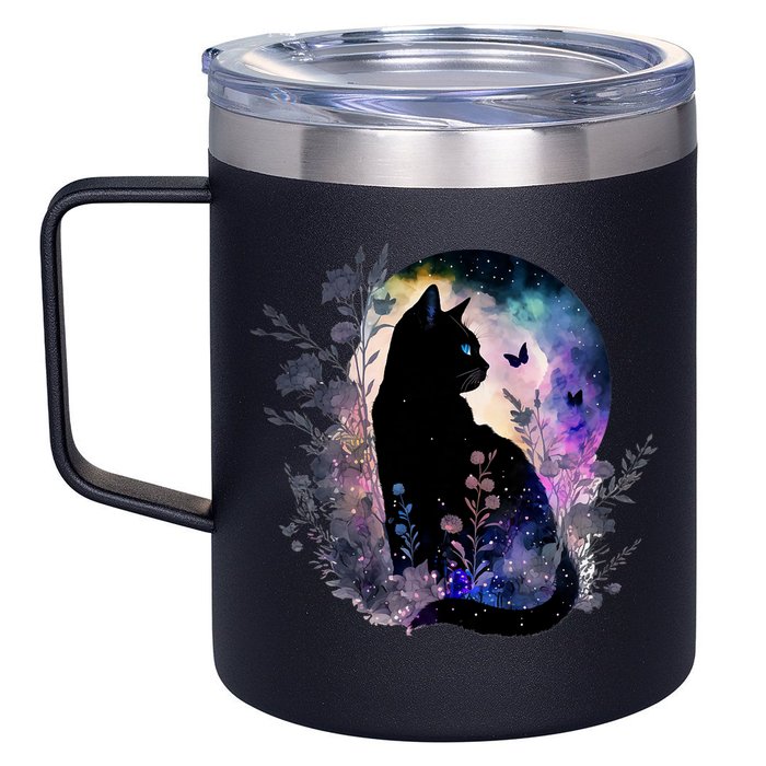 Space Cat Galaxy Cat Funny For Cat Dad Cat Mom Cat Lover Cat Alien Ufo 12oz Stainless Steel Coffee Mug