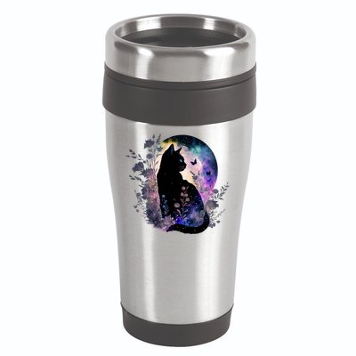 Space Cat Galaxy Cat Funny For Cat Dad Cat Mom Cat Lover Cat Alien Ufo 16oz Travel Tumbler