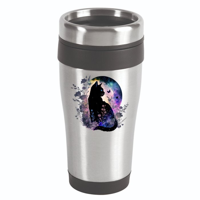 Space Cat Galaxy Cat Funny For Cat Dad Cat Mom Cat Lover Cat Alien Ufo 16oz Travel Tumbler