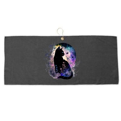 Space Cat Galaxy Cat Funny For Cat Dad Cat Mom Cat Lover Cat Alien Ufo Large Microfiber Waffle Golf Towel