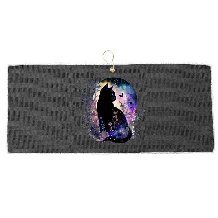 Space Cat Galaxy Cat Funny For Cat Dad Cat Mom Cat Lover Cat Alien Ufo Large Microfiber Waffle Golf Towel
