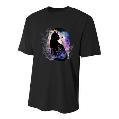 Space Cat Galaxy Cat Funny For Cat Dad Cat Mom Cat Lover Cat Alien Ufo Youth Performance Sprint T-Shirt