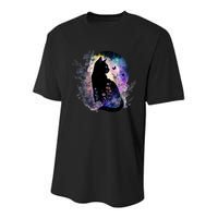 Space Cat Galaxy Cat Funny For Cat Dad Cat Mom Cat Lover Cat Alien Ufo Youth Performance Sprint T-Shirt